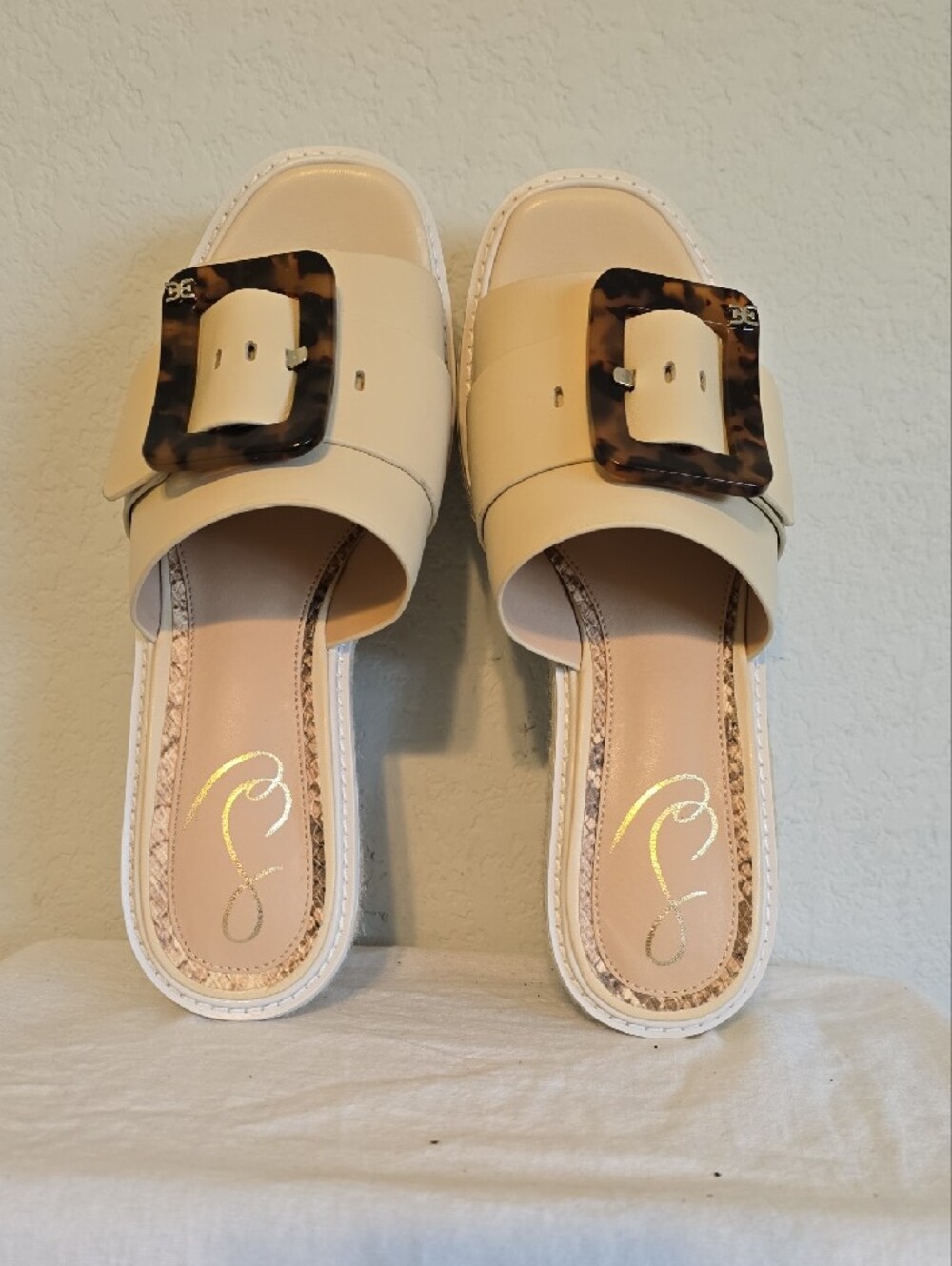 Sam Edelman "Livi Sand Leather" Espadrille Wedge W/Tortoise Buckle Size 7.5 NWOT - Picture 6 of 16